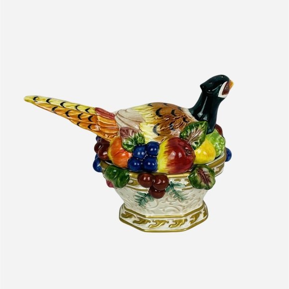 Vintage Fitz and Floyd Venezia Salt Pepper Set Pheasant Original Box Autumn Fall - Picture 5 of 9